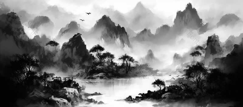 旖旎清秀重峦叠嶂中国风抽象水墨画之山水画,插画/手绘图,插画/手绘图库,插画/手绘图下载,插画/手绘